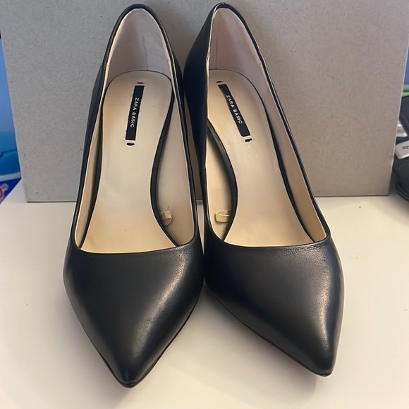 Zara Leather High Heel Shoes Sz 6.5 - Picture 2 of 7